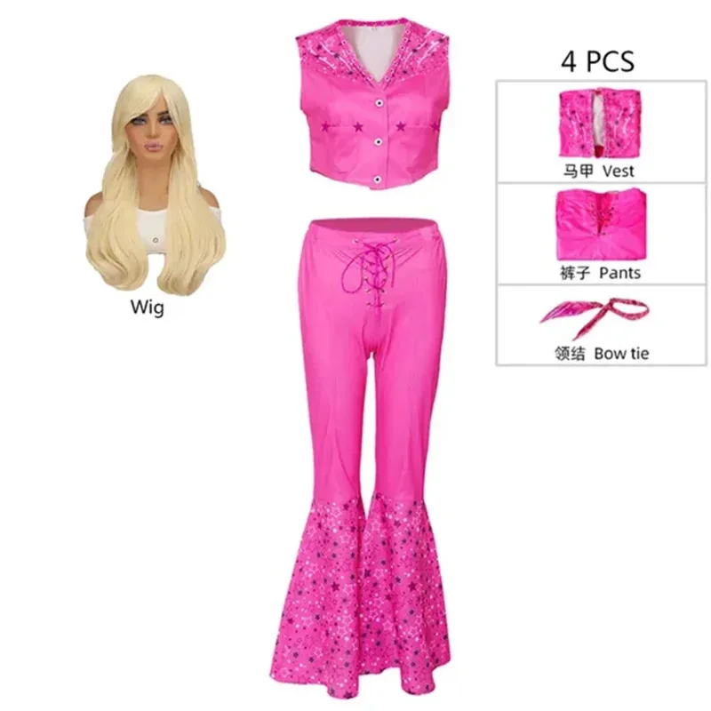 Women Costume Outfit 70s 80s Hippie Disco Ken Suits Pink Flare Pant Halloween Cosplay For Women Men Girl festival Party clothes
Women Costume Outfit 70s 80s Hippie Disco Ken Suits Pink Flare Pant Halloween Cosplay For Women Men Girl festival Party clothes