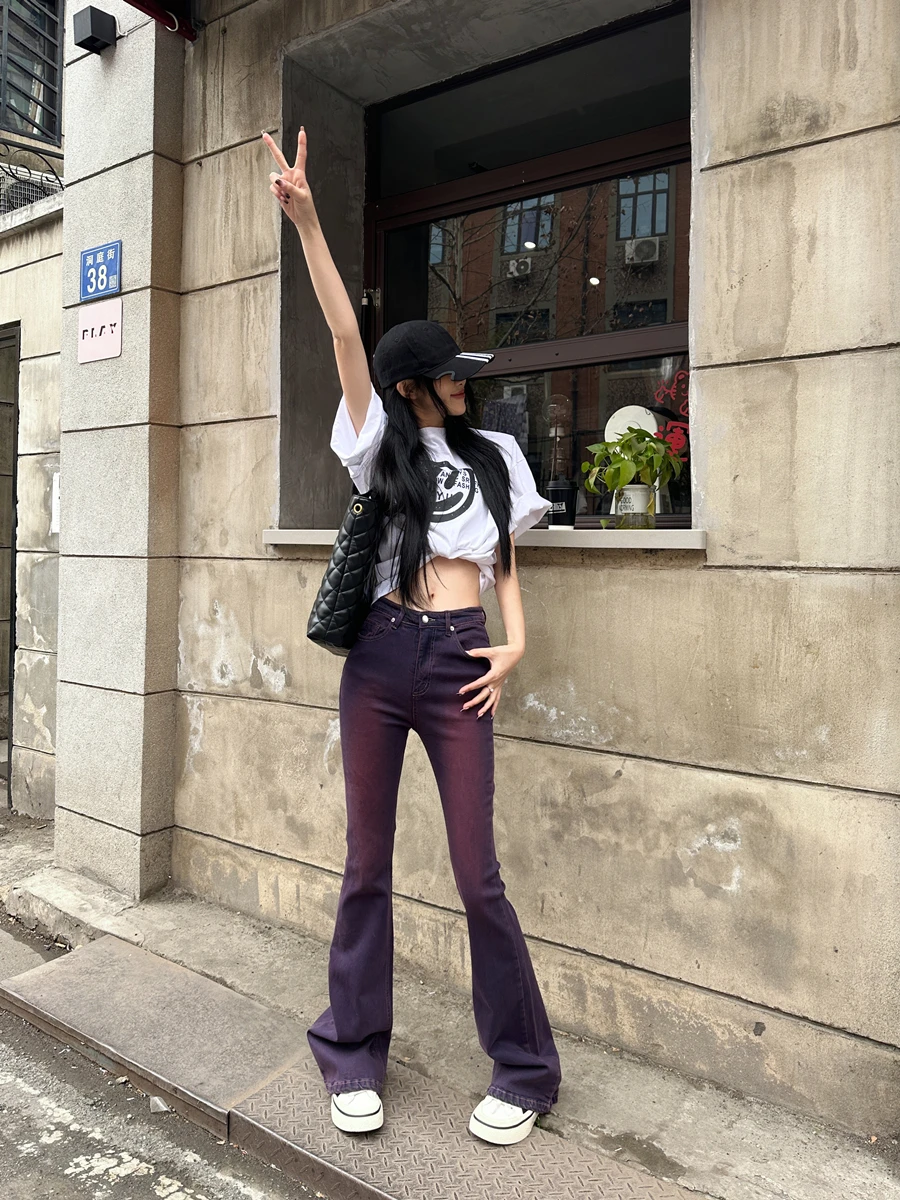 Tristine Gradient Purple Tie Dye Women's Jeans High Waist Flared Pants Individual Style Retro Look Spring 2023 Cotton Stretch...
Tristine Gradient Purple Tie Dye Women's Jeans High Waist Flared Pants Individual Style Retro Look Spring 2023 Cotton Stretch...
