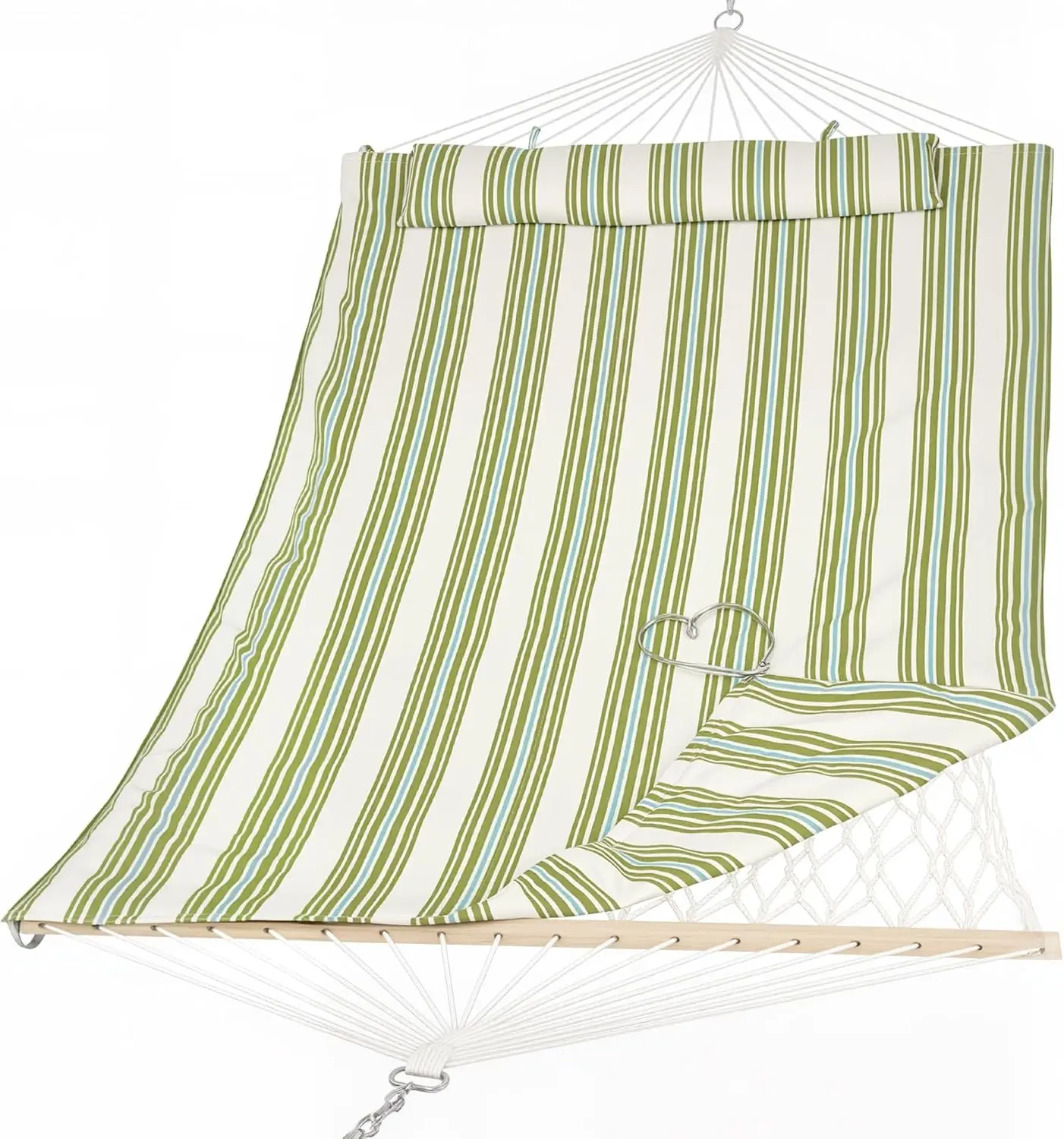 Portable 2 Person Hammock with Hardwood Spreader Bar, Cotton Rope, Green&Beige
Portable 2 Person Hammock with Hardwood Spreader Bar, Cotton Rope, Green&Beige