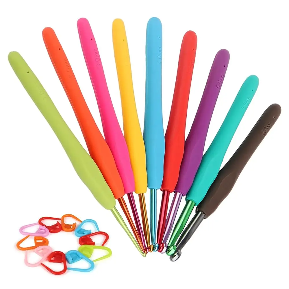 Crochet Hooks Ergonomic Soft Grip, 2mm-6mm Metal Crochet Set for Beginners, 19PCS Knitting Yarn Hook Kit w Stitch Marker, Kn
Crochet Hooks Ergonomic Soft Grip, 2mm-6mm Metal Crochet Set for Beginners, 19PCS Knitting Yarn Hook Kit w Stitch Marker, Kn