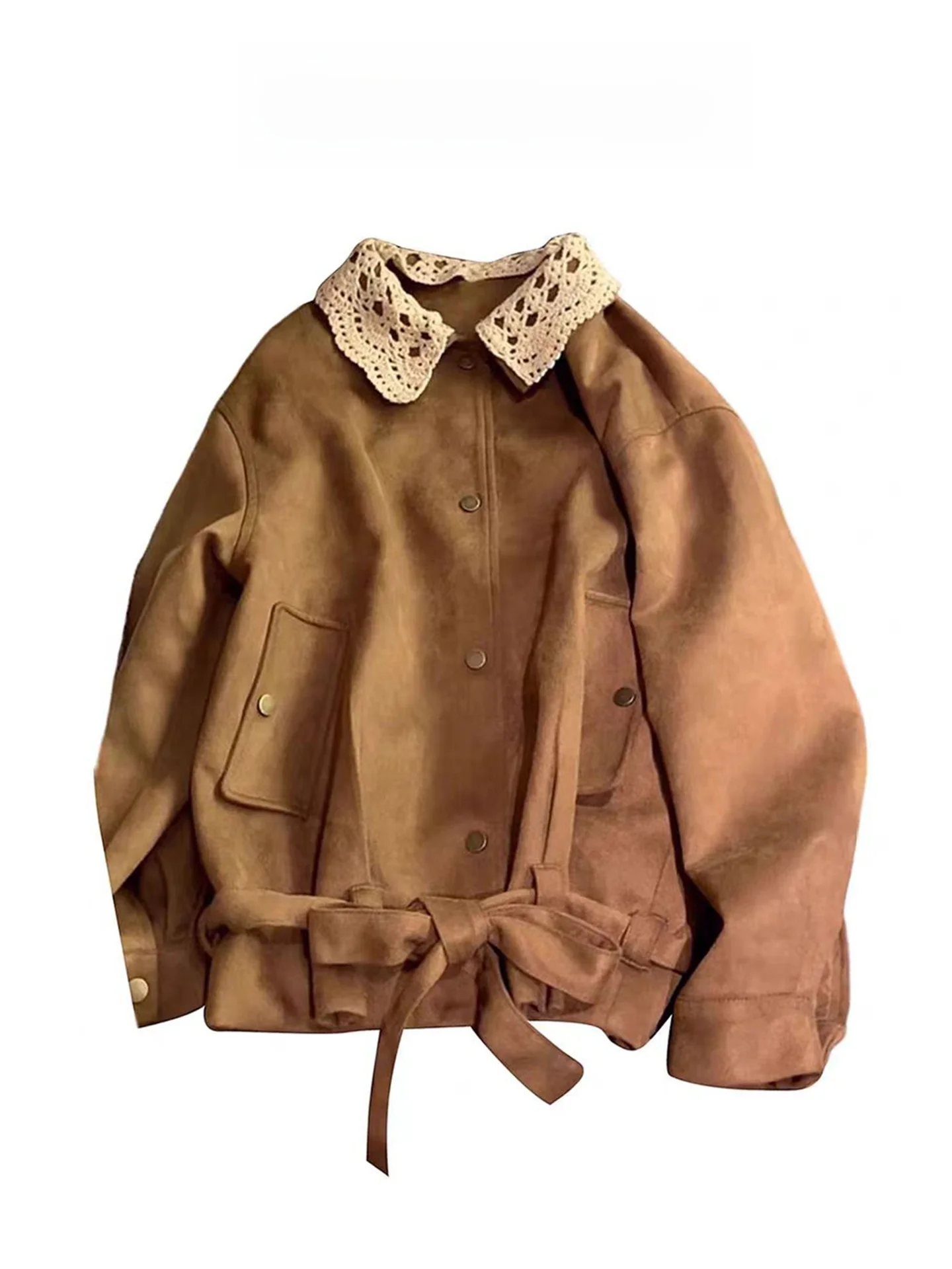 Ретро-куртка в американском стиле из замши для женщин, свободного кроя, с отложным воротником, модная, осенне-зимняя, новинка, с боковыми карманами, длинный рукав
Ретро-куртка в американском стиле из замши для женщин, свободного кроя, с отложным воротником, модная, осенне-зимняя, новинка, с боковыми карманами, длинный рукав