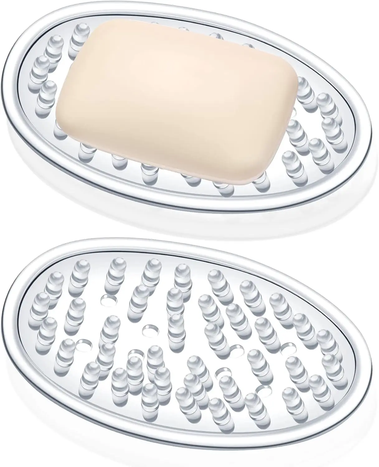 Мыльница с отверстиями для кухни, ванной комнаты, 4,5x3x0,7 дюйма, прозрачная, 2 шт. 
Мыльница с отверстиями для кухни, ванной комнаты, 4,5x3x0,7 дюйма, прозрачная, 2 шт.