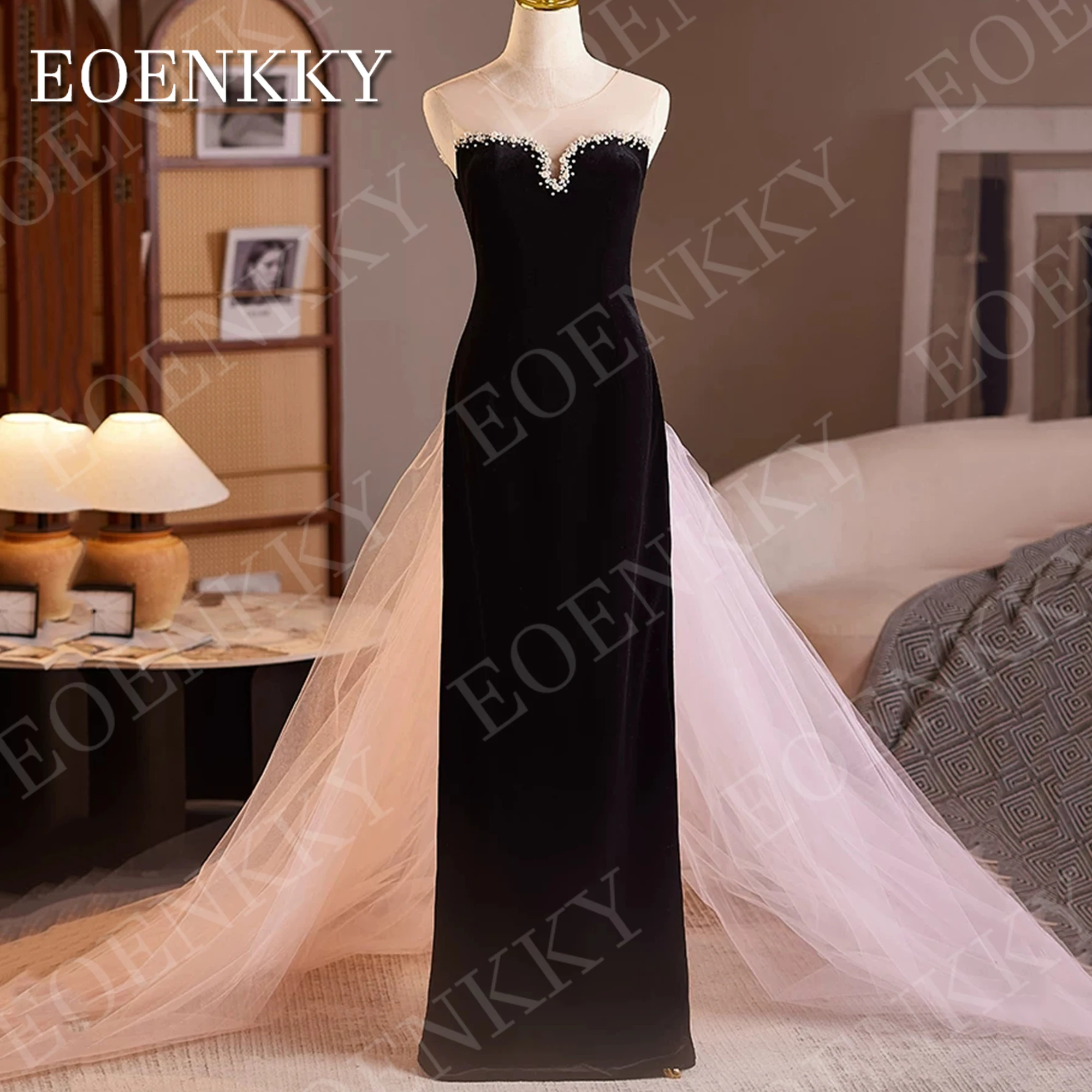 EOENKKY Черное бархатное вечернее платье-русалка с жемчугом, без рукавов, с отстегивающимся шлейфом, на заказ
EOENKKY Черное бархатное вечернее платье-русалка с жемчугом, без рукавов, с отстегивающимся шлейфом, на заказ