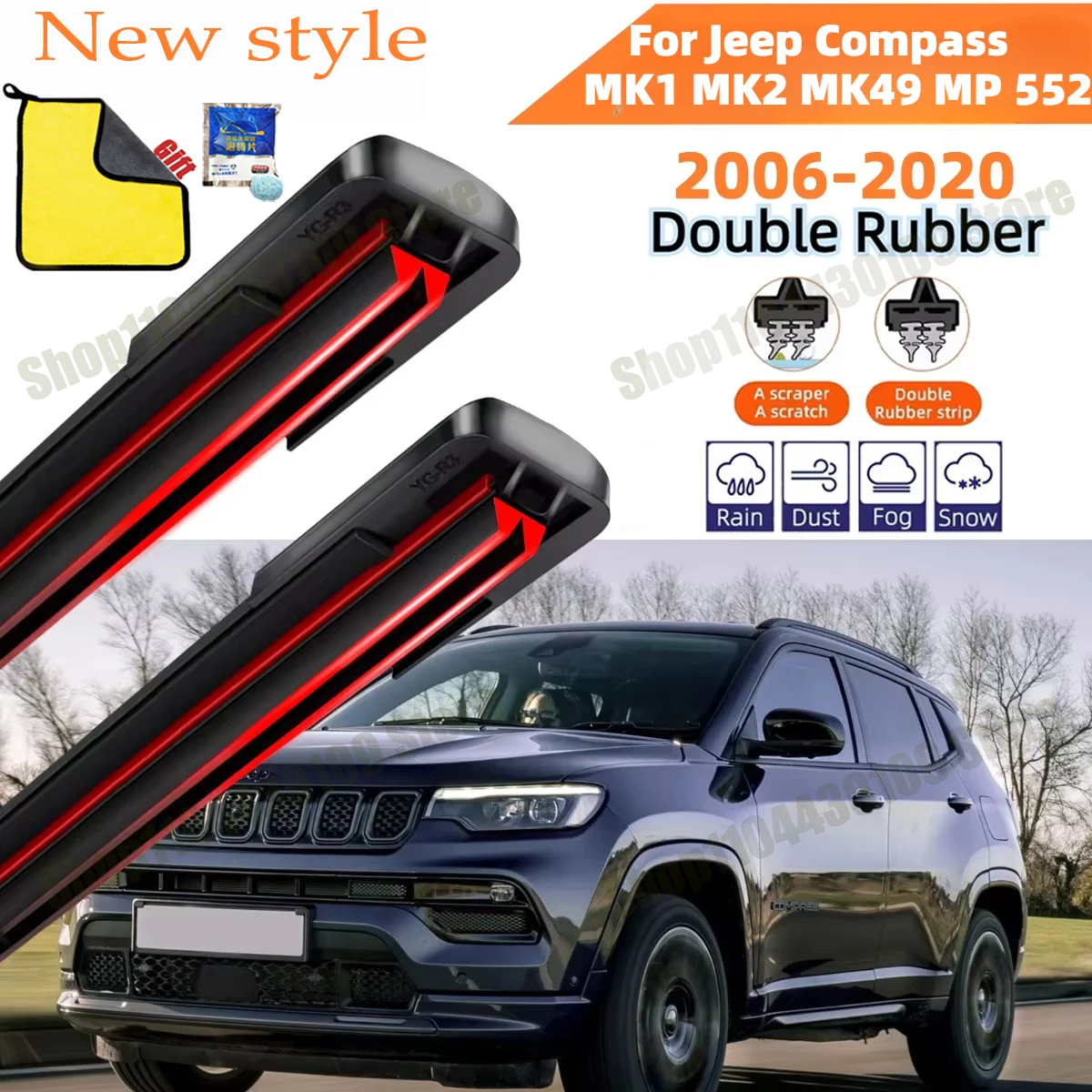 Double Rubber Car Wipers for Jeep Compass MK1 MK2 MK49 MP 552 Front Windscreen Wipers Double Rubber Car Wiper Blades Car
Double Rubber Car Wipers for Jeep Compass MK1 MK2 MK49 MP 552 Front Windscreen Wipers Double Rubber Car Wiper Blades Car
