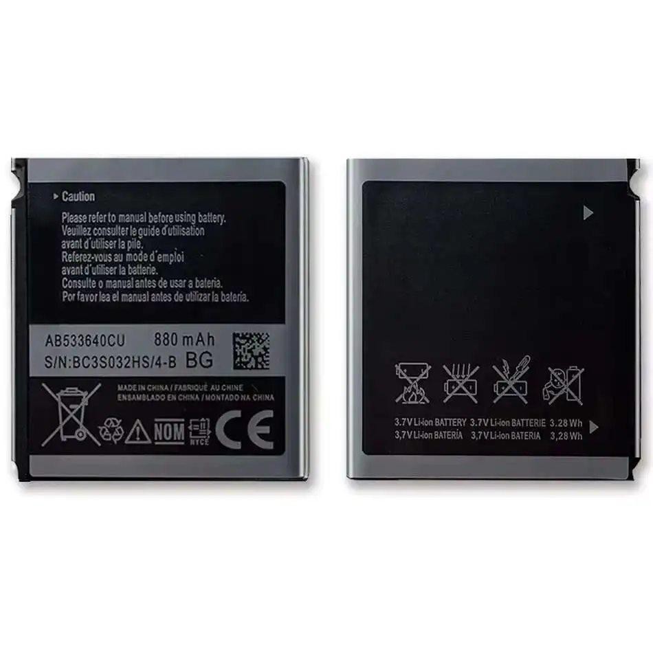 AB533640CC Аккумулятор для Samsung G500 C3110C C3310C S3600C S3600i S3601C S5520 S6888 S3930C
AB533640CC Аккумулятор для Samsung G500 C3110C C3310C S3600C S3600i S3601C S5520 S6888 S3930C