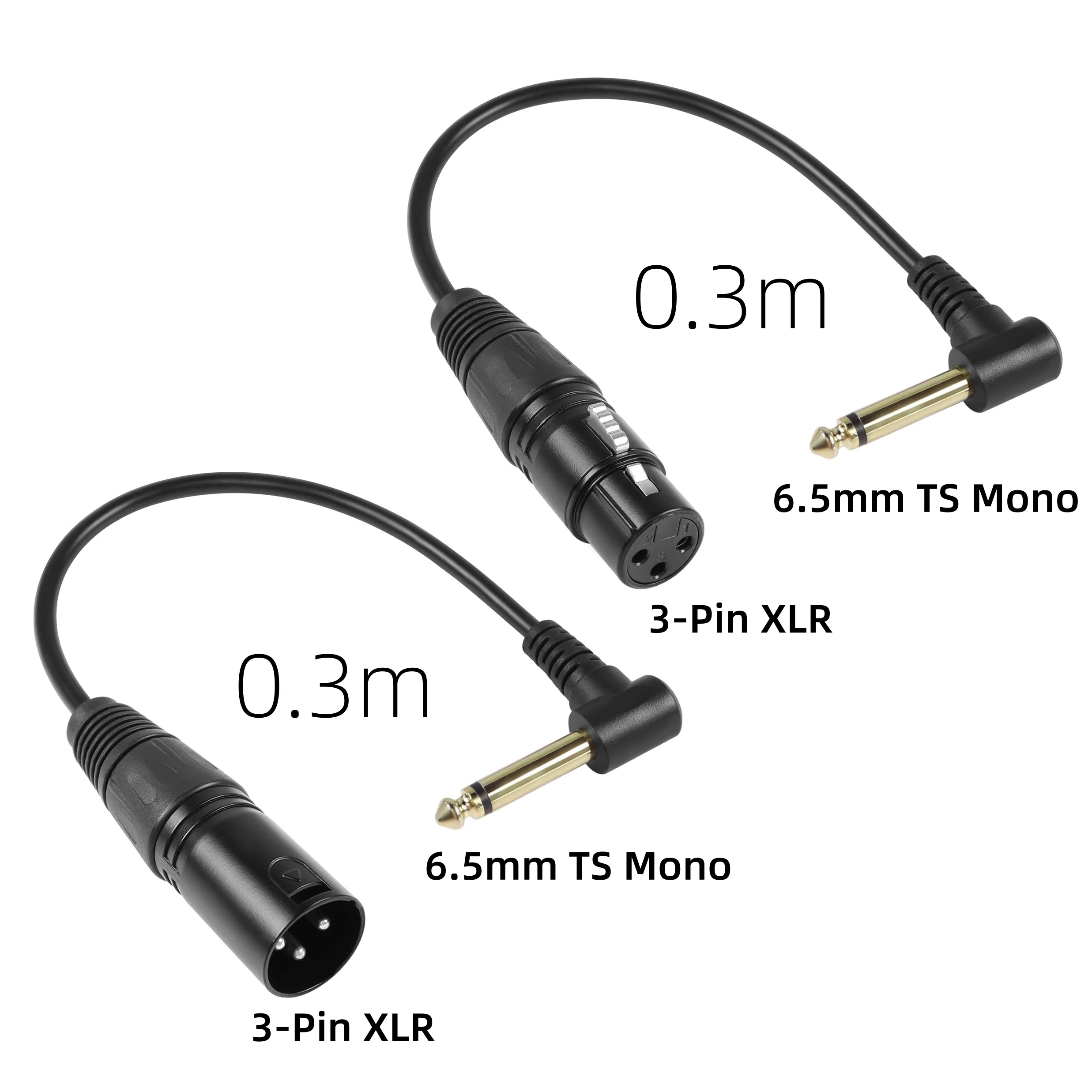 90 Degree Right Angle 6.5mm 1/4" TS to XLR Mono Audio Adapter - 0.3m/1ft Unbalanced Cable for Mixer, Amplifier, Microphone
90 Degree Right Angle 6.5mm 1/4" TS to XLR Mono Audio Adapter - 0.3m/1ft Unbalanced Cable for Mixer, Amplifier, Microphone