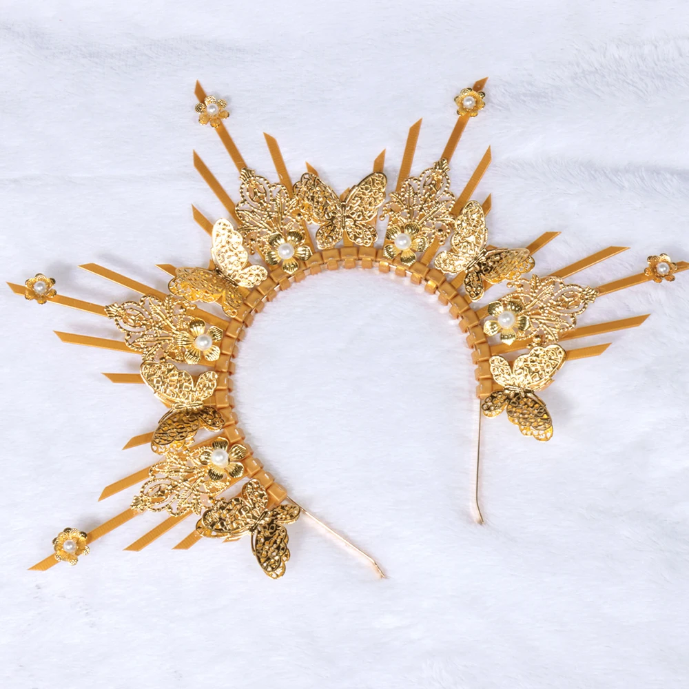 Vintage Crown Halo Headpiece Wedding Headwear Cosplay Women Sun Goddess Pearl Halloween Carnival Party Girls Headdress Props
Vintage Crown Halo Headpiece Wedding Headwear Cosplay Women Sun Goddess Pearl Halloween Carnival Party Girls Headdress Props