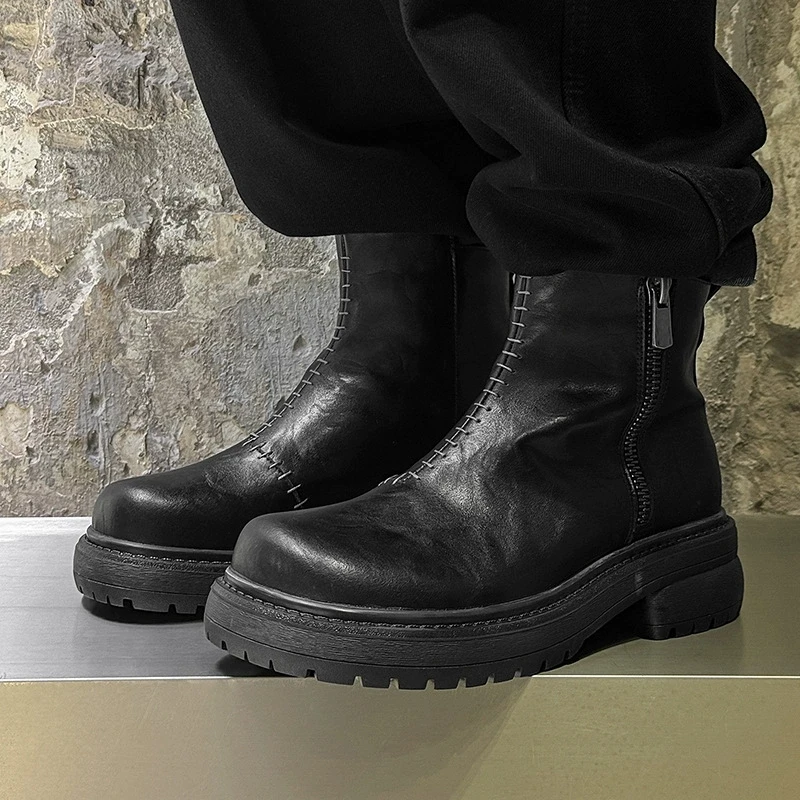 Men Chelsea Short Boots Thick Bottom Tall Casual Side Zipper Chimney Boots Retro Comfortable Fashionable Motorcycle Boots
Men Chelsea Short Boots Thick Bottom Tall Casual Side Zipper Chimney Boots Retro Comfortable Fashionable Motorcycle Boots