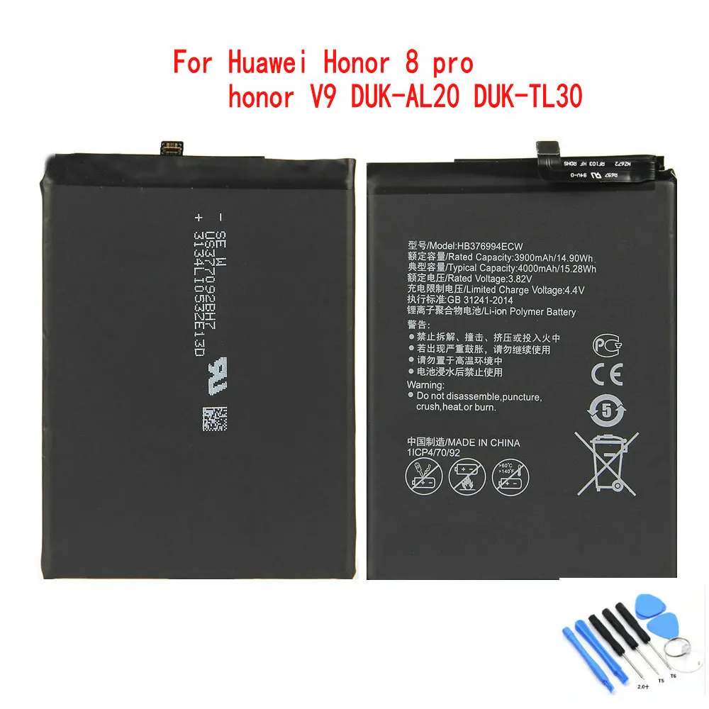 Original 3900mAh HB376994ECW Battery Forr Huawei Honor V9 Honor8 Pro DUK-AL20 DUK-TL30 Li-ion Mobile Phone
Original 3900mAh HB376994ECW Battery Forr Huawei Honor V9 Honor8 Pro DUK-AL20 DUK-TL30 Li-ion Mobile Phone