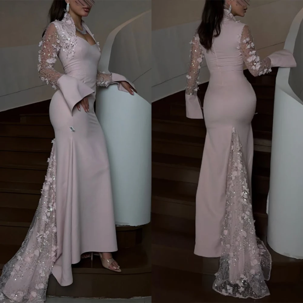 Customized V-neck Full Sleeve Ankle Length Flowers Pink Sweep Train فساتين حفلات التخرج Vestidos Para Bodas Mujer Invitada Dress
Customized V-neck Full Sleeve Ankle Length Flowers Pink Sweep Train فساتين حفلات التخرج Vestidos Para Bodas Mujer Invitada Dress