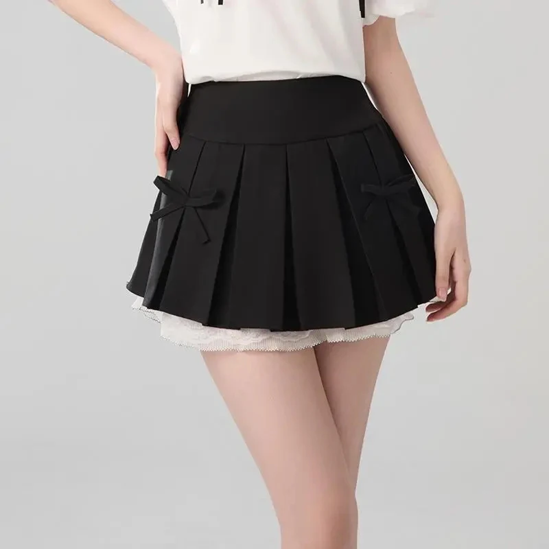 Preppy Style Lace Spliced Pleated Skirts Sweet Girls A-Line Bow Ruffles Mini Skirt Korean Fashion All-Match High Waist Skirts
Preppy Style Lace Spliced Pleated Skirts Sweet Girls A-Line Bow Ruffles Mini Skirt Korean Fashion All-Match High Waist Skirts