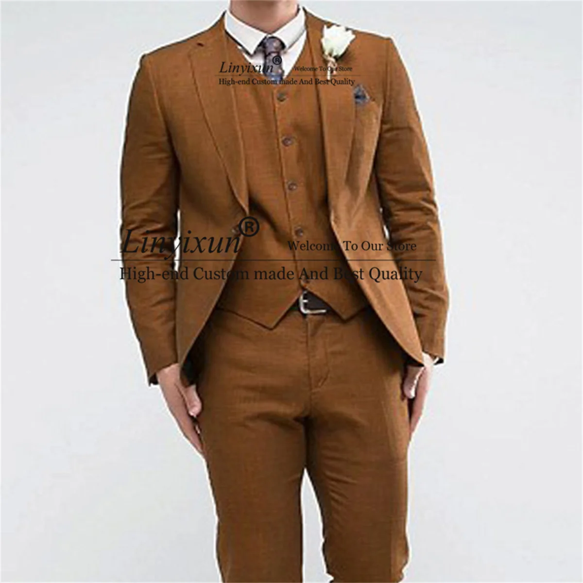 Brown Slim fit Men Suits for Wedding Notched Lapel Groom Tuxedos 3 Pieces Jacket Vest with Pants Sets Business Male Blazers
Brown Slim fit Men Suits for Wedding Notched Lapel Groom Tuxedos 3 Pieces Jacket Vest with Pants Sets Business Male Blazers