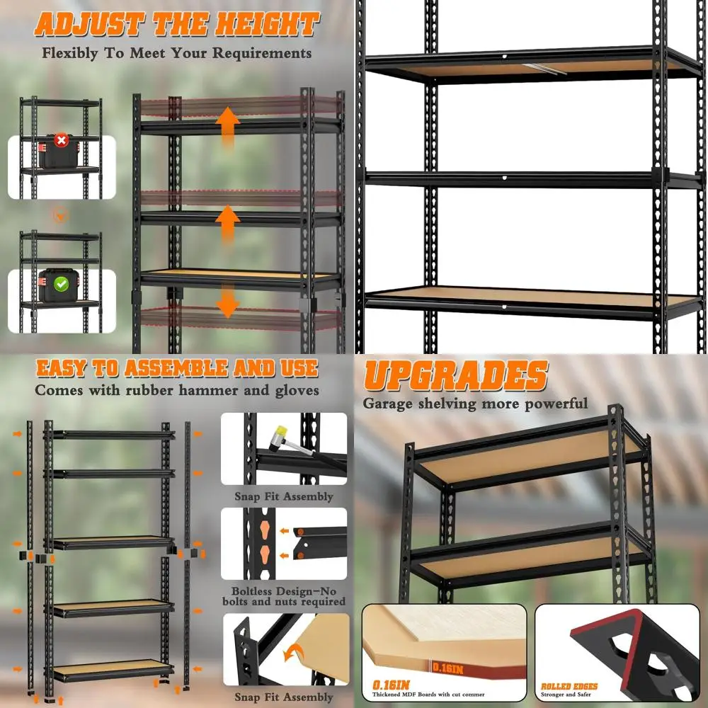 Sturdy 5-Shelf Steel Rack, 2000 lb Load, Adjustable Utility Shelving, 48x18x73 for Home & Garage Use
Sturdy 5-Shelf Steel Rack, 2000 lb Load, Adjustable Utility Shelving, 48x18x73 for Home & Garage Use