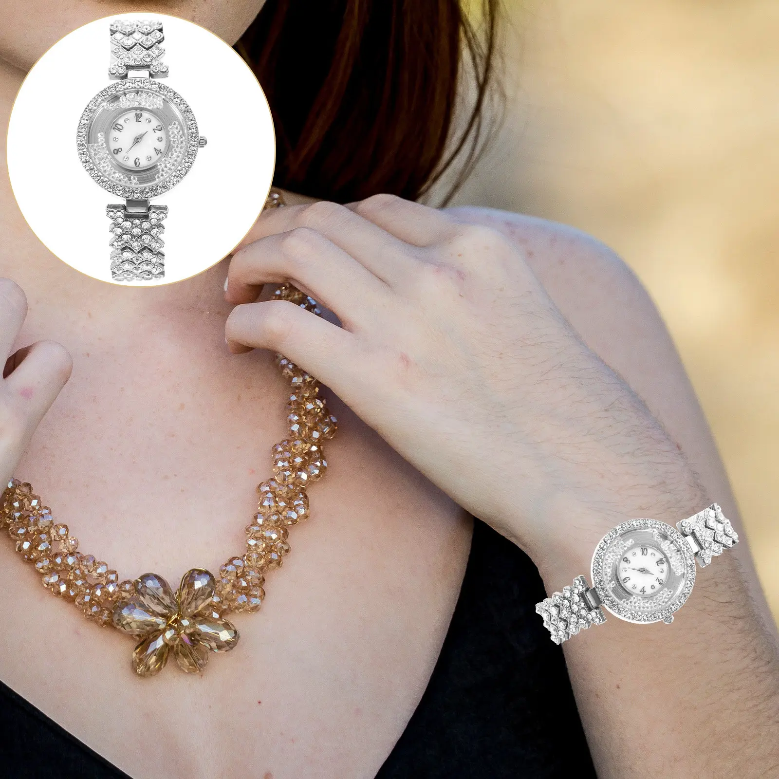Rhinestone Steel Band Women Watch Elegant Alloy Strap Ladies Dress Watch Luxury Rhinestone Quartz Wristwatch Fashionable
Rhinestone Steel Band Women Watch Elegant Alloy Strap Ladies Dress Watch Luxury Rhinestone Quartz Wristwatch Fashionable