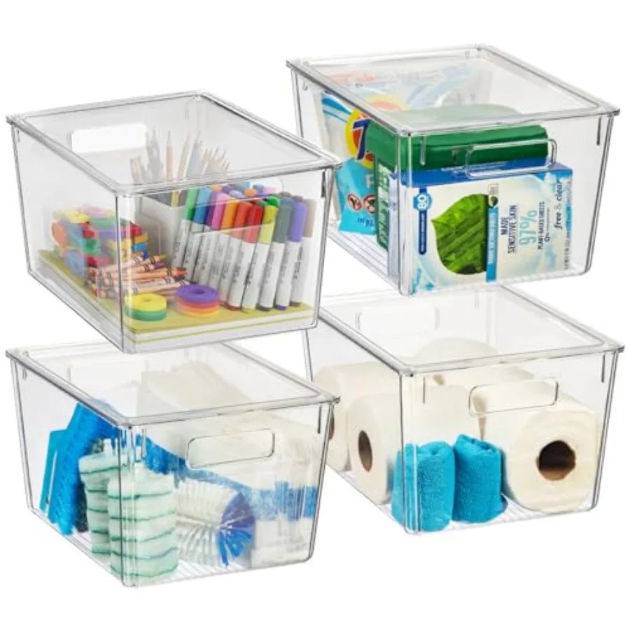 X-Large Plastic Storage Bins with Lids for Kitchen Organization Clear Desktop Organizer Pantry Cabinet Storage Bins
X-Large Plastic Storage Bins with Lids for Kitchen Organization Clear Desktop Organizer Pantry Cabinet Storage Bins