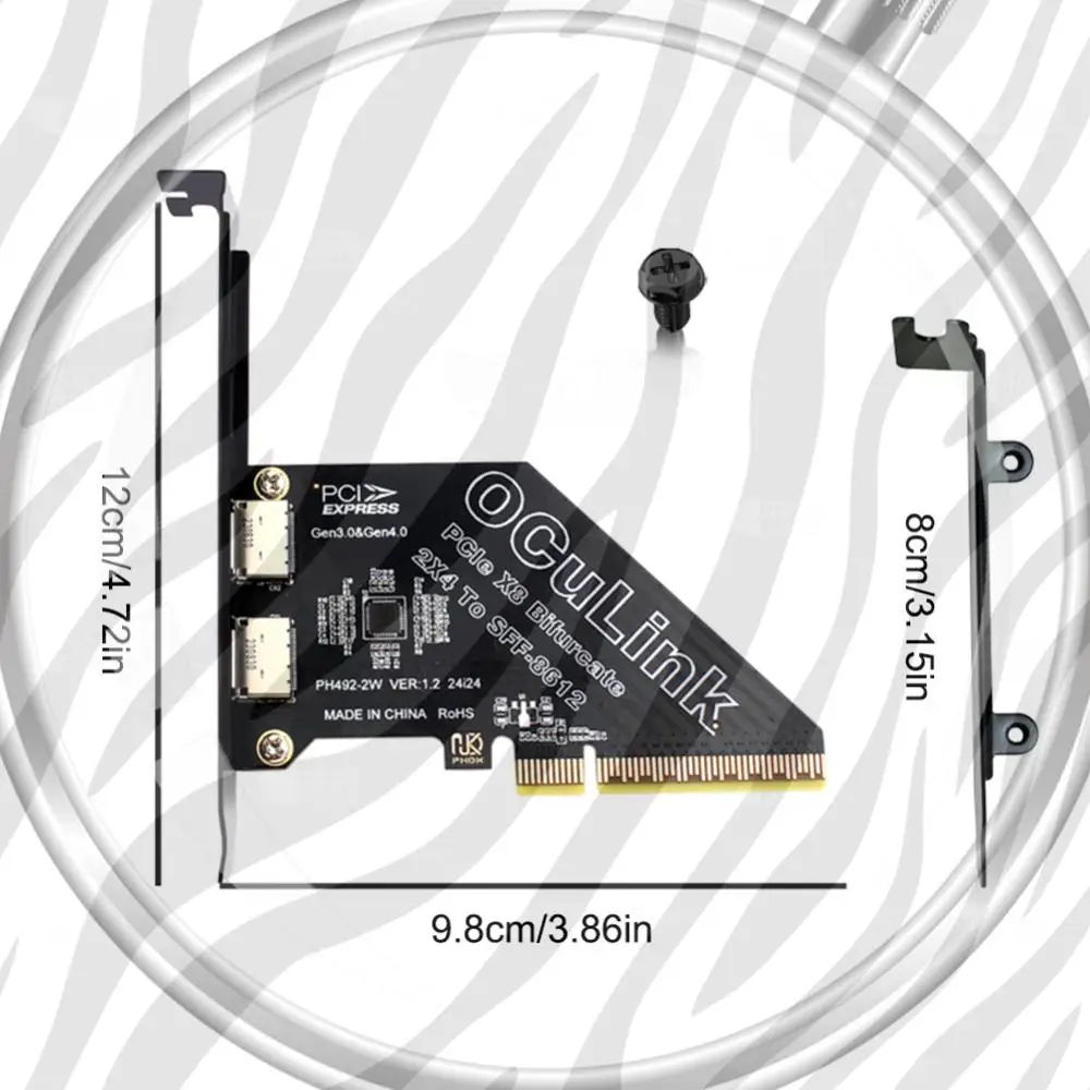 PCIeX8 To 2 Port Oculink SFF 8611 8612 Adapter Card Expansion Card PCIe 4.0 Convert Card PCIe Oculink Adapter Card for Win/Linux