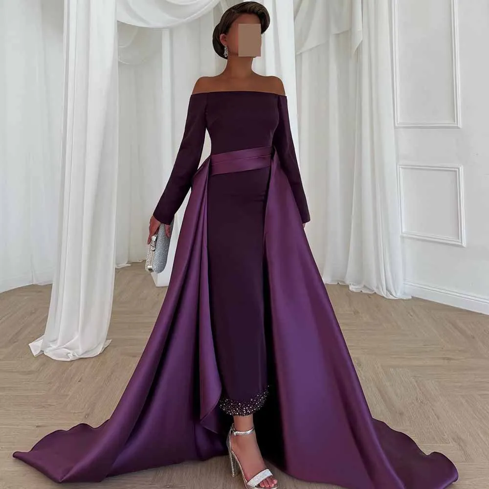 Luxury Cocktail Dresses 2025 Crepe Fabric Sheath/Column Celebrity Dresses Purple Boat Neck Beads Sequined Cape Prom Dresses Midi
Luxury Cocktail Dresses 2025 Crepe Fabric Sheath/Column Celebrity Dresses Purple Boat Neck Beads Sequined Cape Prom Dresses Midi