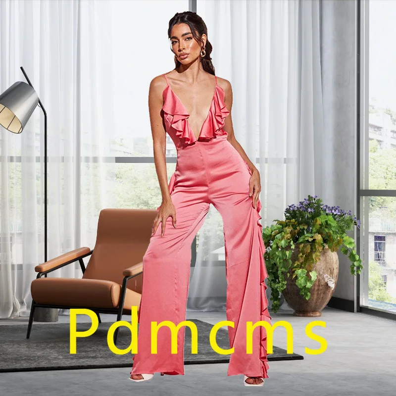 2025 new solid color satin jumpsuit summer women's ruffle edge sleeveless jumpsuit women's jumpsuit
2025 new solid color satin jumpsuit summer women's ruffle edge sleeveless jumpsuit women's jumpsuit