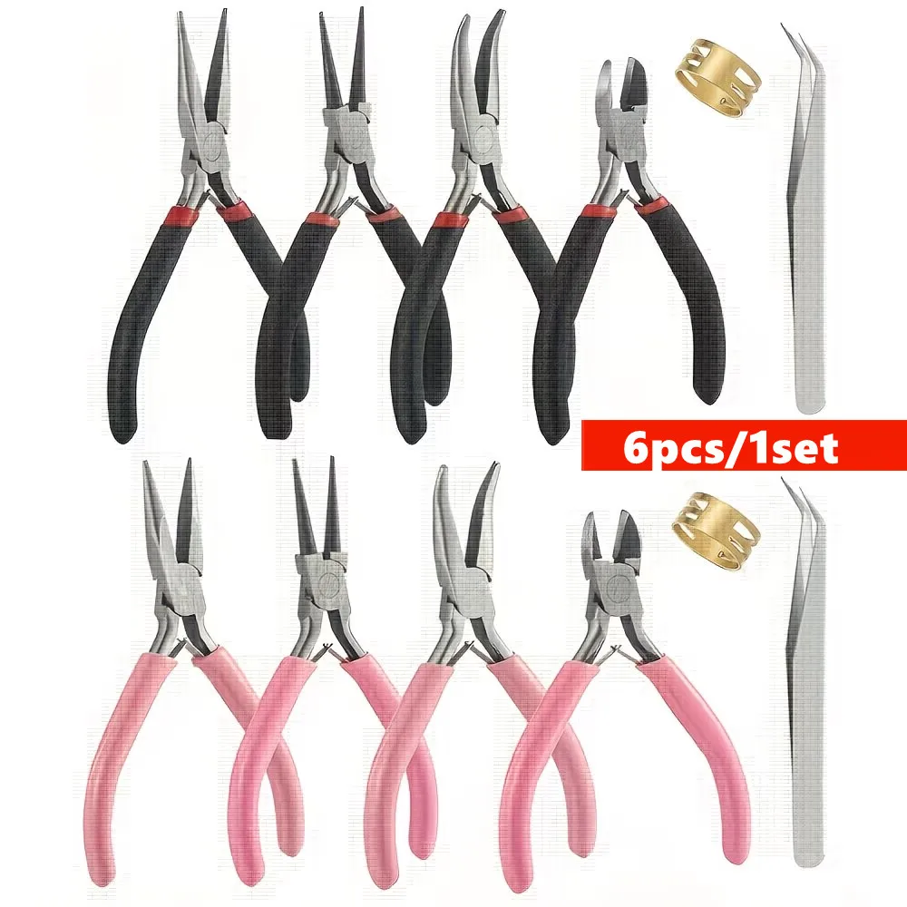 6pcs/Set, Pink Black Pliers Set Includes Needle Nose Pliers, Cutting Pliers, Bent Nose Pliers, for Jewelry Making
6pcs/Set, Pink Black Pliers Set Includes Needle Nose Pliers, Cutting Pliers, Bent Nose Pliers, for Jewelry Making