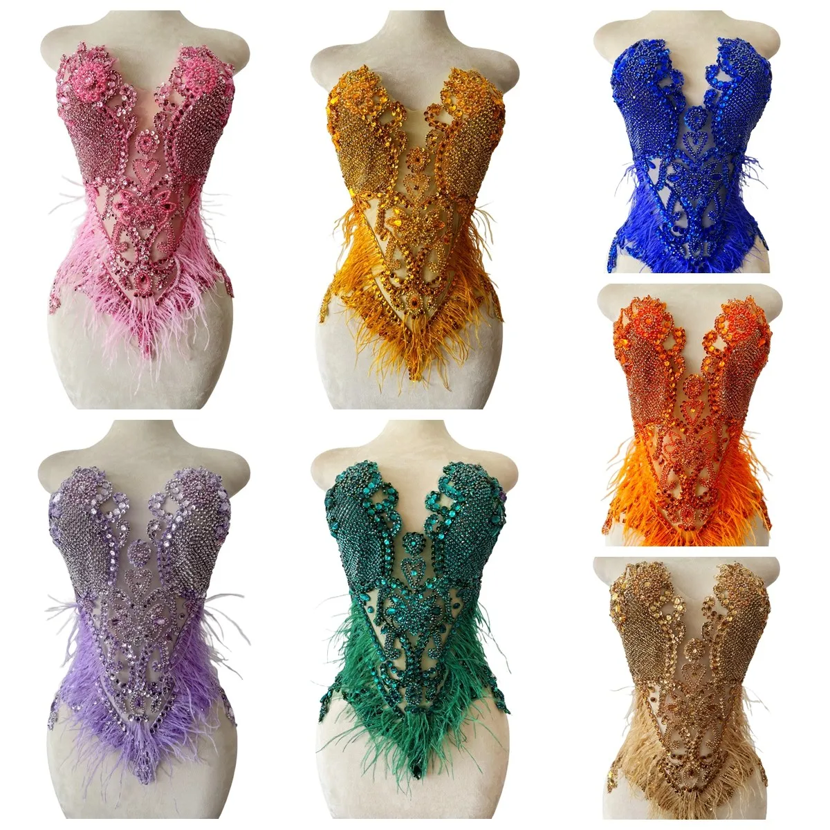 DIY Sweetheart Evening Dress Full Top Fashion Craft Fabric Hand-Sewn Rhinestone Ostrich Feather Applique Patches Accessories
DIY Sweetheart Evening Dress Full Top Fashion Craft Fabric Hand-Sewn Rhinestone Ostrich Feather Applique Patches Accessories