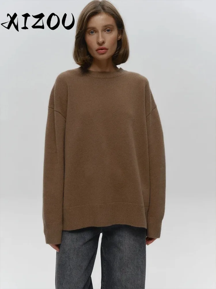 XIZOU Women's O-Neck Oversized Sweater Autumn Winter Thick Warm Loose Simple Solid Color Knitted Pullover Casual Jumper Top
XIZOU Women's O-Neck Oversized Sweater Autumn Winter Thick Warm Loose Simple Solid Color Knitted Pullover Casual Jumper Top
