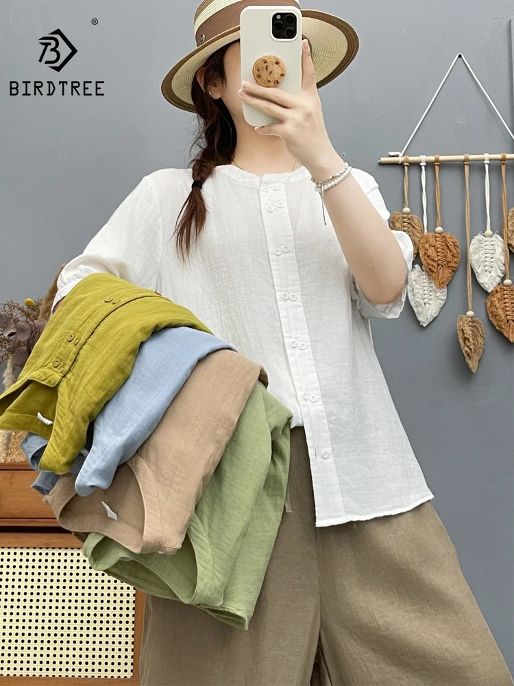 New 2026 Summer Women Cotton Yarn Half Sleeve Shirt, Stand Double-breasted, Mori Girl Fashion Casual Soft Loose Blouse T66159CC
New 2026 Summer Women Cotton Yarn Half Sleeve Shirt, Stand Double-breasted, Mori Girl Fashion Casual Soft Loose Blouse T66159CC