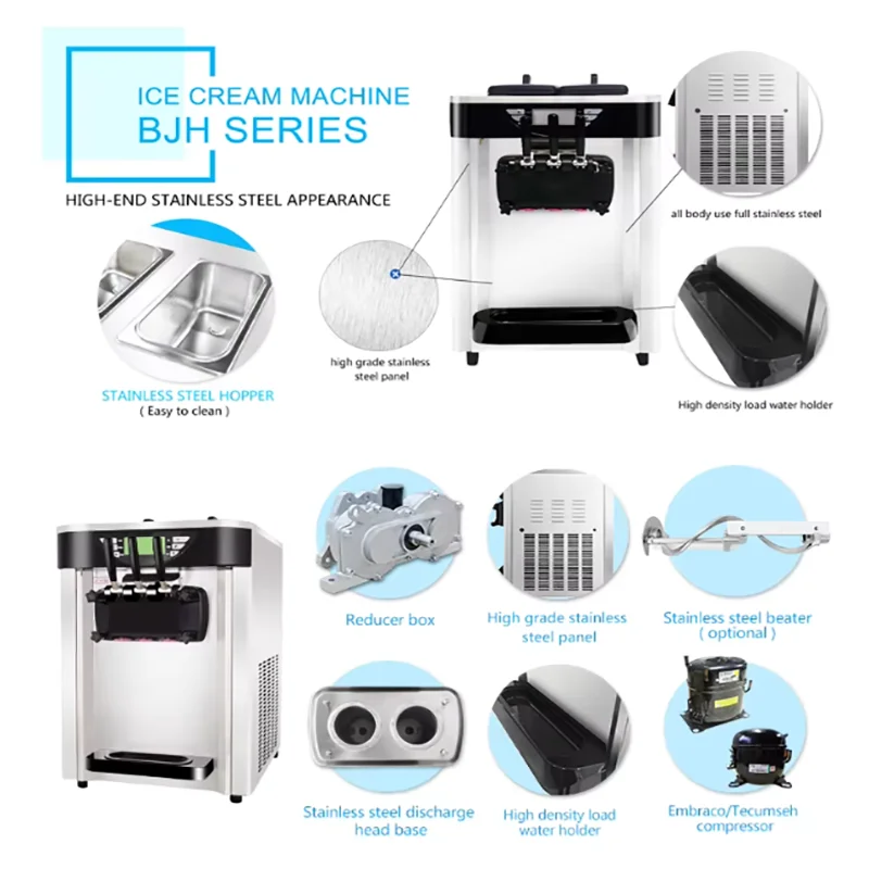 Wholesale Desktop Ice Cream Machine Commercial Low Power Soft Ice Cream Machine Small Three Color Ice Cream Machine Customized