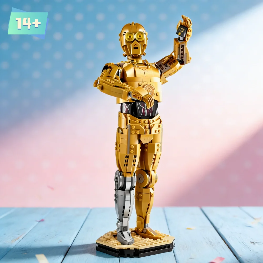 1138 деталей, конструктор Stellar Building Blocks, модель робота C-3PO, совместимая с 75398, подарок на день рождения для друзей
1138 деталей, конструктор Stellar Building Blocks, модель робота C-3PO, совместимая с 75398, подарок на день рождения для друзей