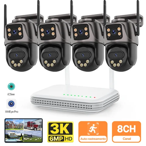8CH 6MP Wireless Camera Dual Lens WIFI Security System Kit NVR Recorder Set IP Camera 2-Way Audio Video Surveillance System