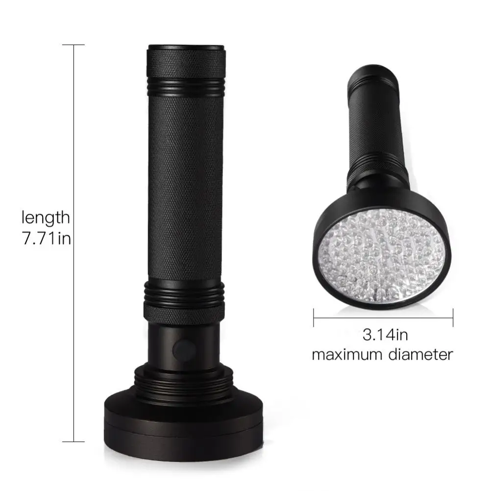 100 Flashlight Black Aluminum Alloy 395nm Wavelength Pet Urine Ultraviolet Light Torch Portable H held
100 Flashlight Black Aluminum Alloy 395nm Wavelength Pet Urine Ultraviolet Light Torch Portable H held