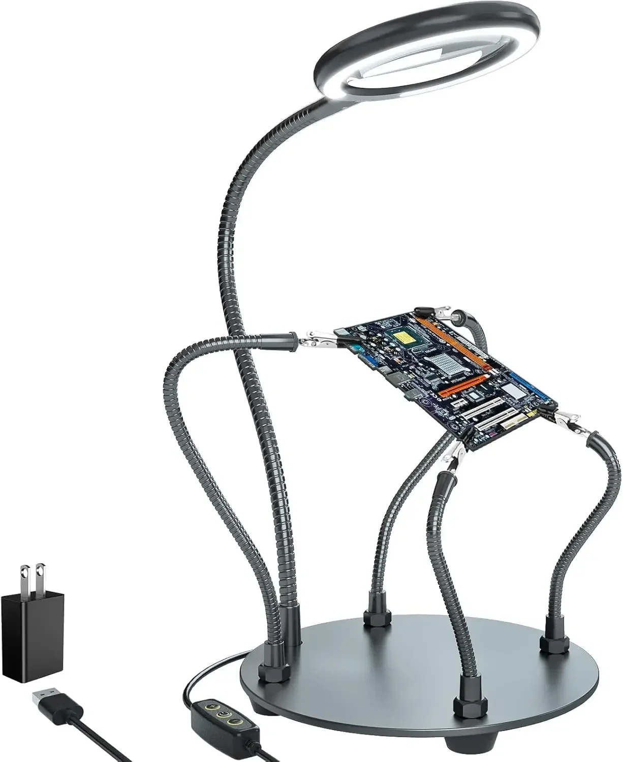 Helping Hands Soldering Station with 3X Magnifier and Light, 4-Arm Flexible Third Hand Tool for Electronics Repair, Jewelry
Helping Hands Soldering Station with 3X Magnifier and Light, 4-Arm Flexible Third Hand Tool for Electronics Repair, Jewelry