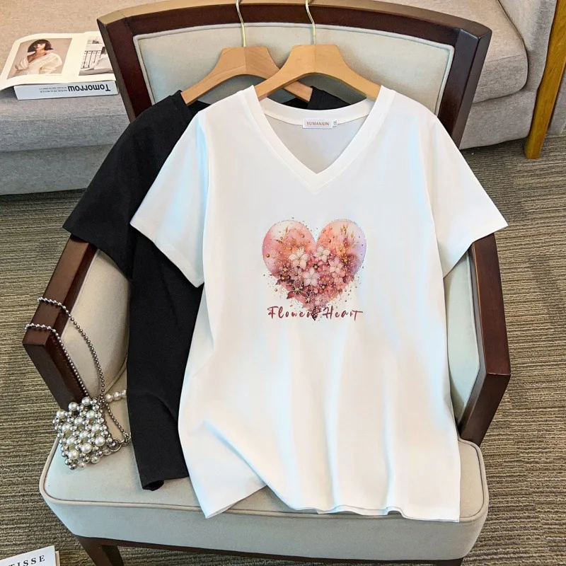 170Kg Plus Size Women's Bust 170 Summer Loose Short Sleeve V-Neck Rhinestone Flower T-Shirt 4XL 5XL 6XL 7XL 8XL 9XL
170Kg Plus Size Women's Bust 170 Summer Loose Short Sleeve V-Neck Rhinestone Flower T-Shirt 4XL 5XL 6XL 7XL 8XL 9XL