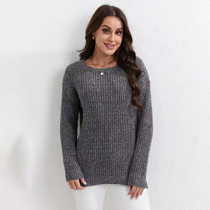 European American Solid Color Crew Neck Sweater Women's Autumn Winter New Loose Long-sleeved Pullover Sweater
European American Solid Color Crew Neck Sweater Women's Autumn Winter New Loose Long-sleeved Pullover Sweater