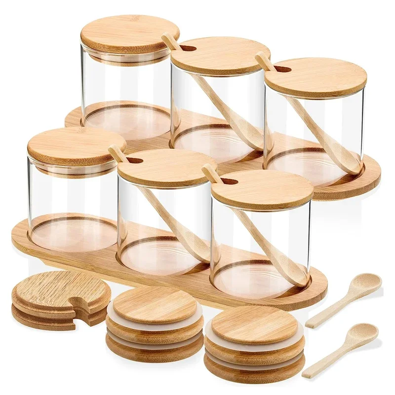 Bamboo Kitchen Storage Rack Set with Glass Spice Containers And Bamboo Covers - Spice Organizer And Tissue Holder
Bamboo Kitchen Storage Rack Set with Glass Spice Containers And Bamboo Covers - Spice Organizer And Tissue Holder
