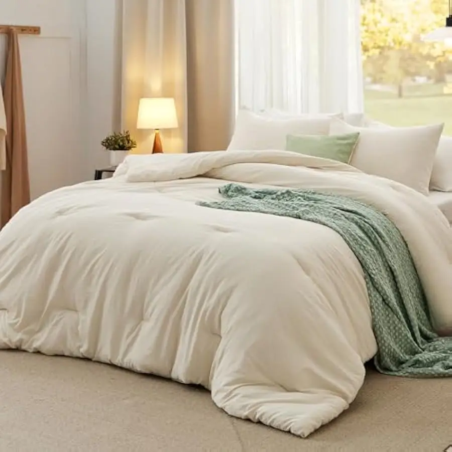 Bedsure Queen Comforter Set, Cream Soft Prewashed Bedding for All Seasons, 3 Pieces GentleSoft™ Bed Set, 1 Lightweight Comforter
Bedsure Queen Comforter Set, Cream Soft Prewashed Bedding for All Seasons, 3 Pieces GentleSoft™ Bed Set, 1 Lightweight Comforter