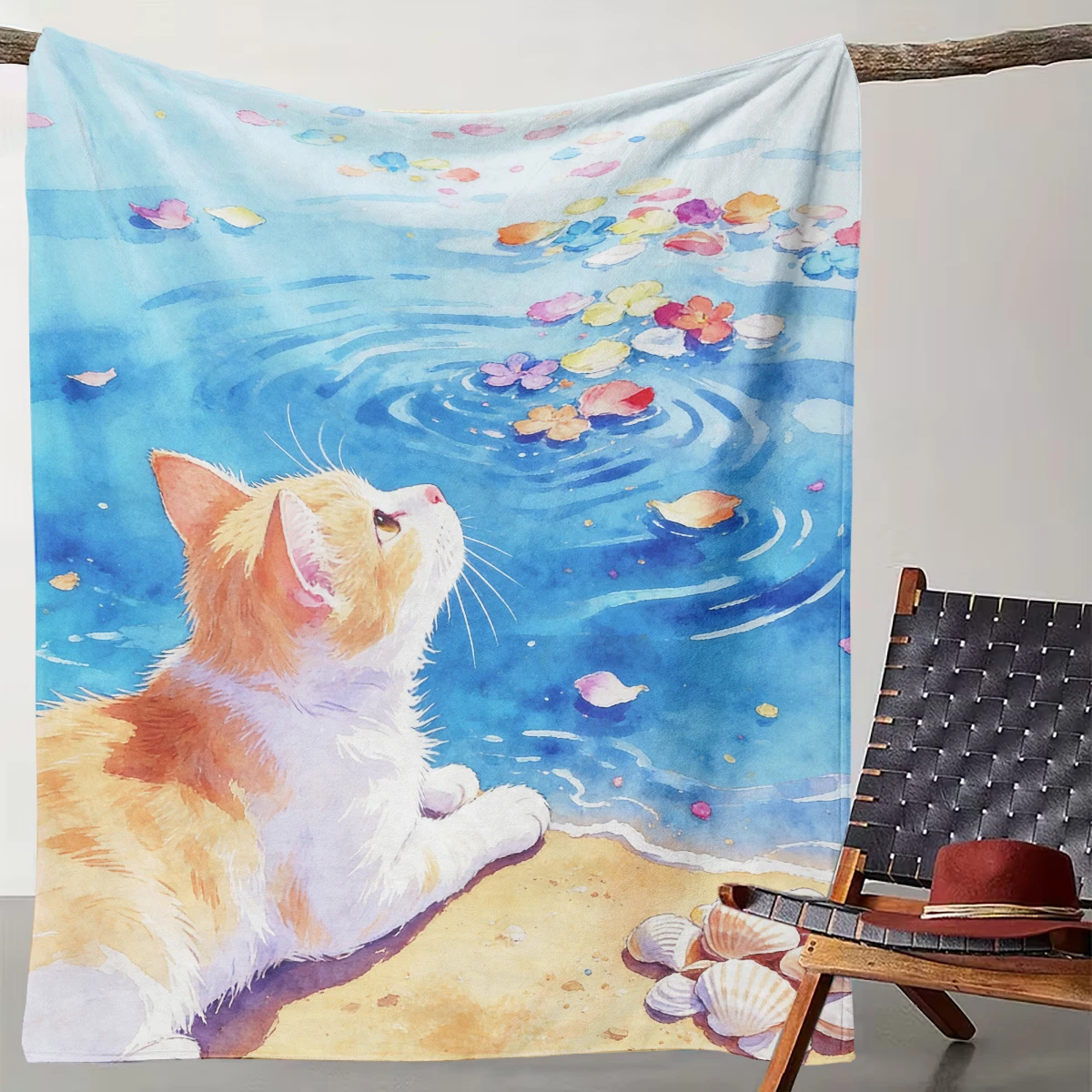 1 Watercolor Orange Cat Playing with Flowers Seaside Fresh Healing Blanket A great gift for all seasons - can be used for bed
1 Watercolor Orange Cat Playing with Flowers Seaside Fresh Healing Blanket A great gift for all seasons - can be used for bed