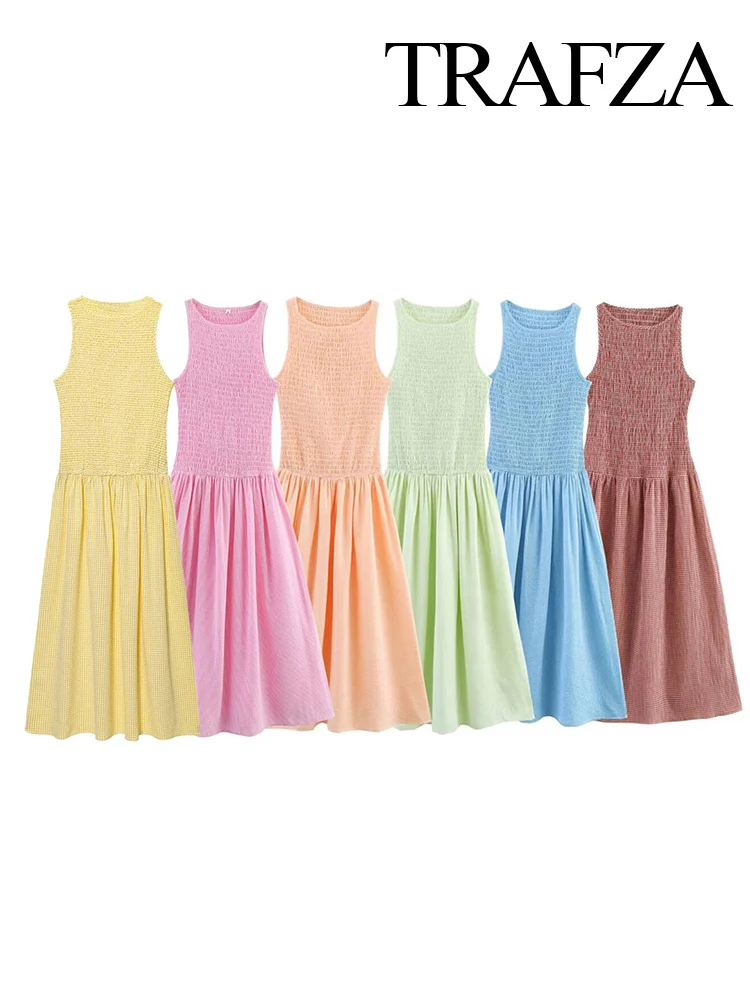 TRAFZA Women's Summer New Fashion Round Neck Sexy Garment Dress Female Elegant Casual Ankle Length Long 6-Color Sleeveless Dress
TRAFZA Women's Summer New Fashion Round Neck Sexy Garment Dress Female Elegant Casual Ankle Length Long 6-Color Sleeveless Dress