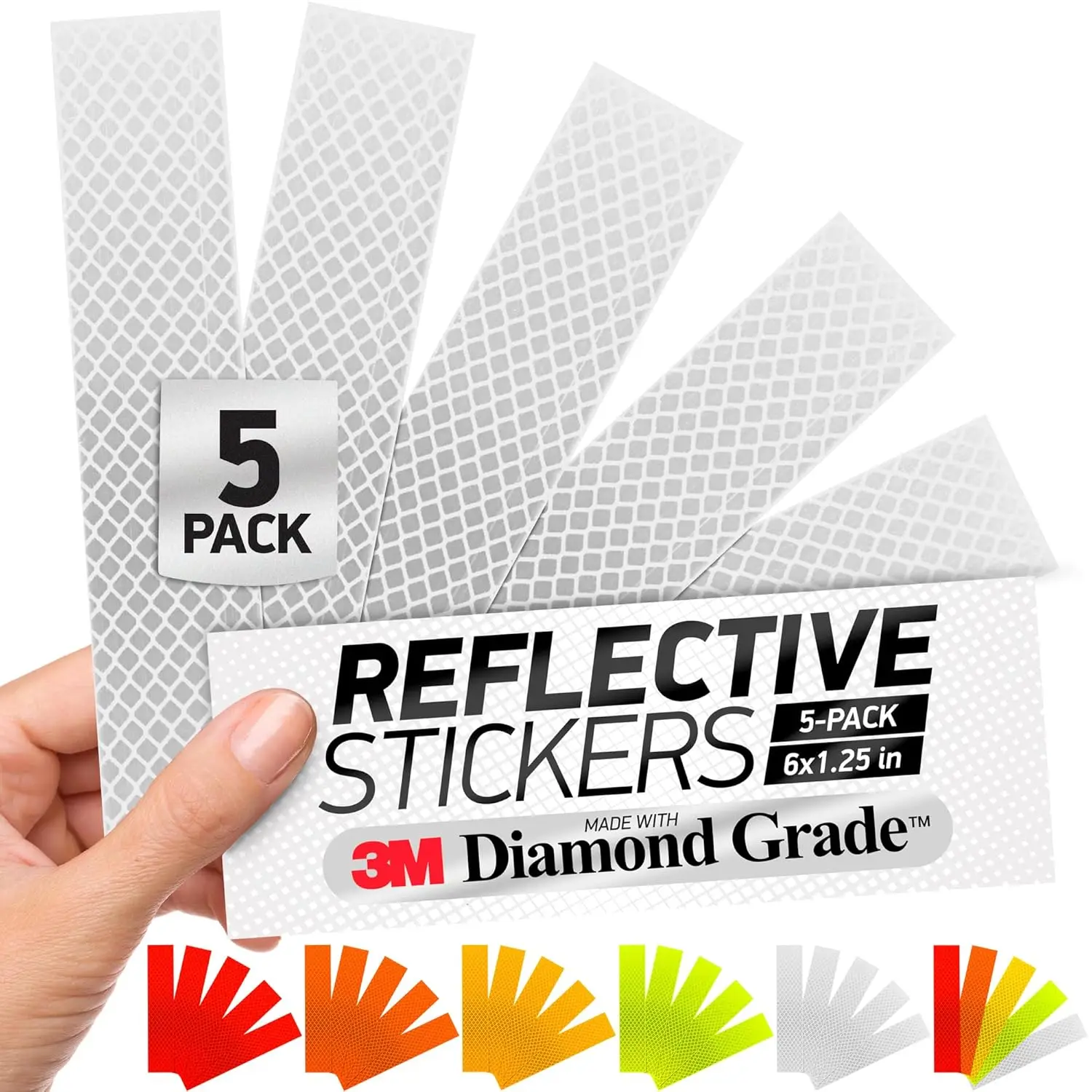 Reflective Stickers 5-Pack White 1.25x6" Diamond Grade Safety Tape for Helmets Cars Mailboxes
Reflective Stickers 5-Pack White 1.25x6" Diamond Grade Safety Tape for Helmets Cars Mailboxes