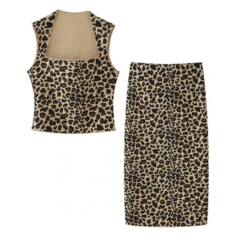 Women 2 Piece Set Leopard Print Sexy Sleeveless Bustier Crop Top Vintage High Waist Slim Midi Skirt Casual Commuting Wear
Women 2 Piece Set Leopard Print Sexy Sleeveless Bustier Crop Top Vintage High Waist Slim Midi Skirt Casual Commuting Wear