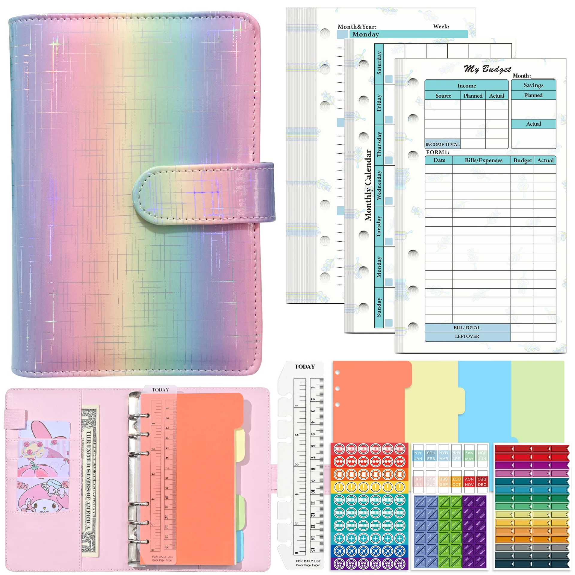 A6 Binder Gradient Laser English Notepad PU loose-leaf notebook Plan this week Plan Month Plan Ledger Office Stationery
A6 Binder Gradient Laser English Notepad PU loose-leaf notebook Plan this week Plan Month Plan Ledger Office Stationery