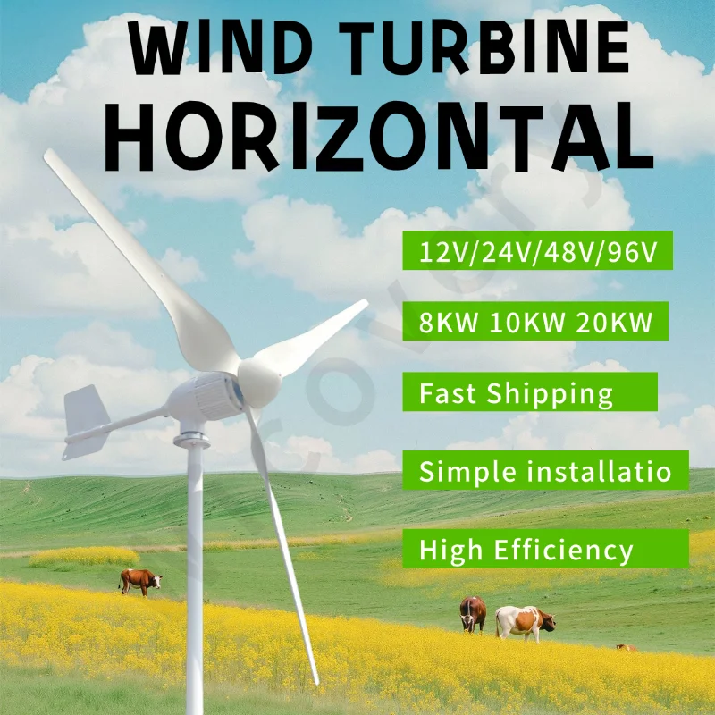 Windmill For Home 10000W 20KW 3 Blades Horizontal Wind Power Turbine With Mppt Charge Controller Alternative Energy Generator
Windmill For Home 10000W 20KW 3 Blades Horizontal Wind Power Turbine With Mppt Charge Controller Alternative Energy Generator