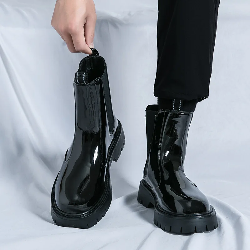 Мужские модные высокие ботинки «Челси» для сцены, ночного клуба, лакированные туфли без шнуровки, ковбойские ботинки на платформе, красивые длинные мотоциклетные ботинки
Мужские модные высокие ботинки «Челси» для сцены, ночного клуба, лакированные туфли без шнуровки, ковбойские ботинки на платформе, красивые длинные мотоциклетные ботинки