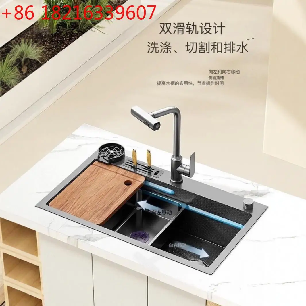 Кухонная мойка из нержавеющей стали 304 с подачей горячей и холодной воды и функцией вращения.
Кухонная мойка из нержавеющей стали 304 с подачей горячей и холодной воды и функцией вращения.