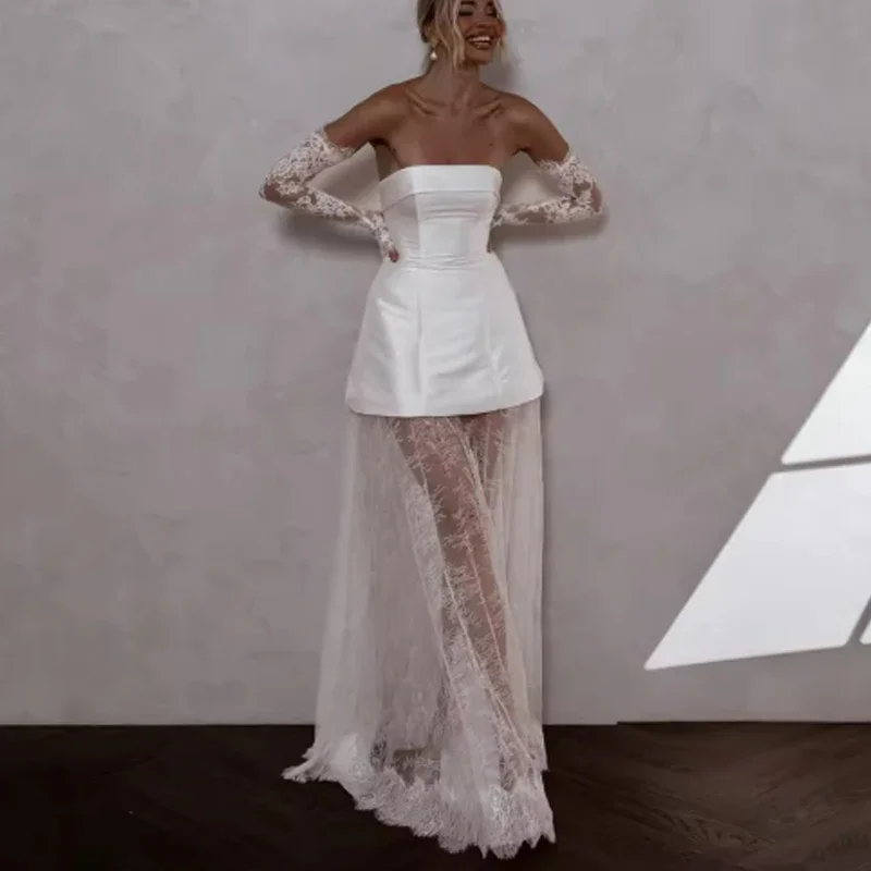 A Line Satin Wedding Dresses Detachable Long Lace Train and Sleeves Customized Women Bridal Wedding Gowns robe mariee
A Line Satin Wedding Dresses Detachable Long Lace Train and Sleeves Customized Women Bridal Wedding Gowns robe mariee