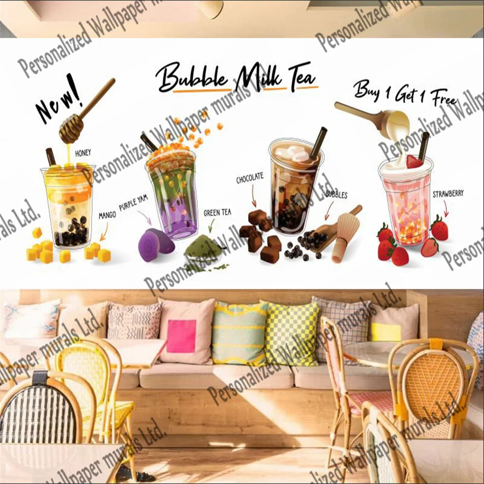 Custom Size Photo Wallpapers Modern Bubble Tea Afternoon Tea Shop Background Industrial Decor Murals Self Adhesive Wall Paper
Custom Size Photo Wallpapers Modern Bubble Tea Afternoon Tea Shop Background Industrial Decor Murals Self Adhesive Wall Paper