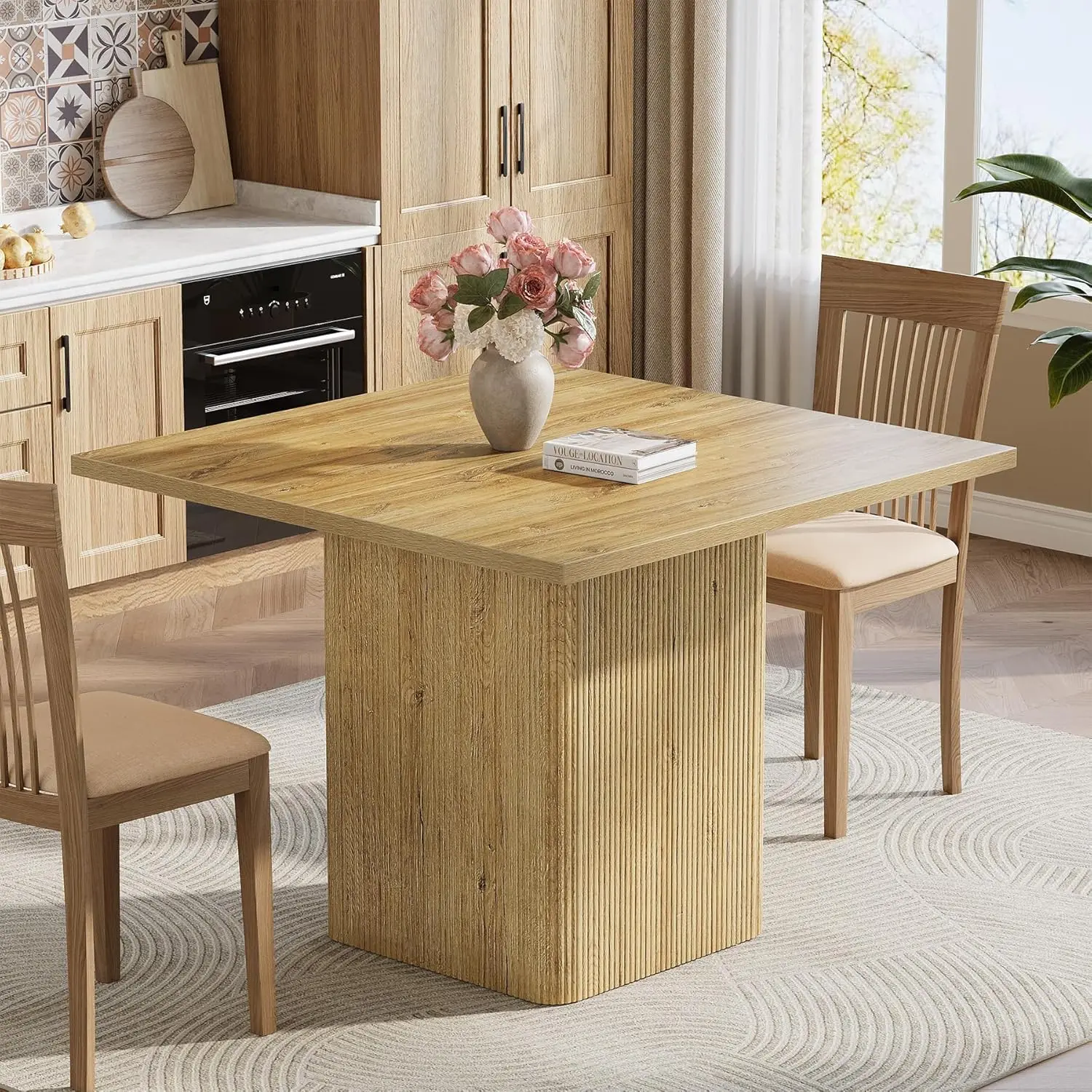 Квадратный обеденный стол на 4 персоны, 39 дюймов, небольшой кухонный стол с рифленой столешницей и прочным основанием, деревянный обеденный стол в стиле фермерского дома
Квадратный обеденный стол на 4 персоны, 39 дюймов, небольшой кухонный стол с рифленой столешницей и прочным основанием, деревянный обеденный стол в стиле фермерского дома