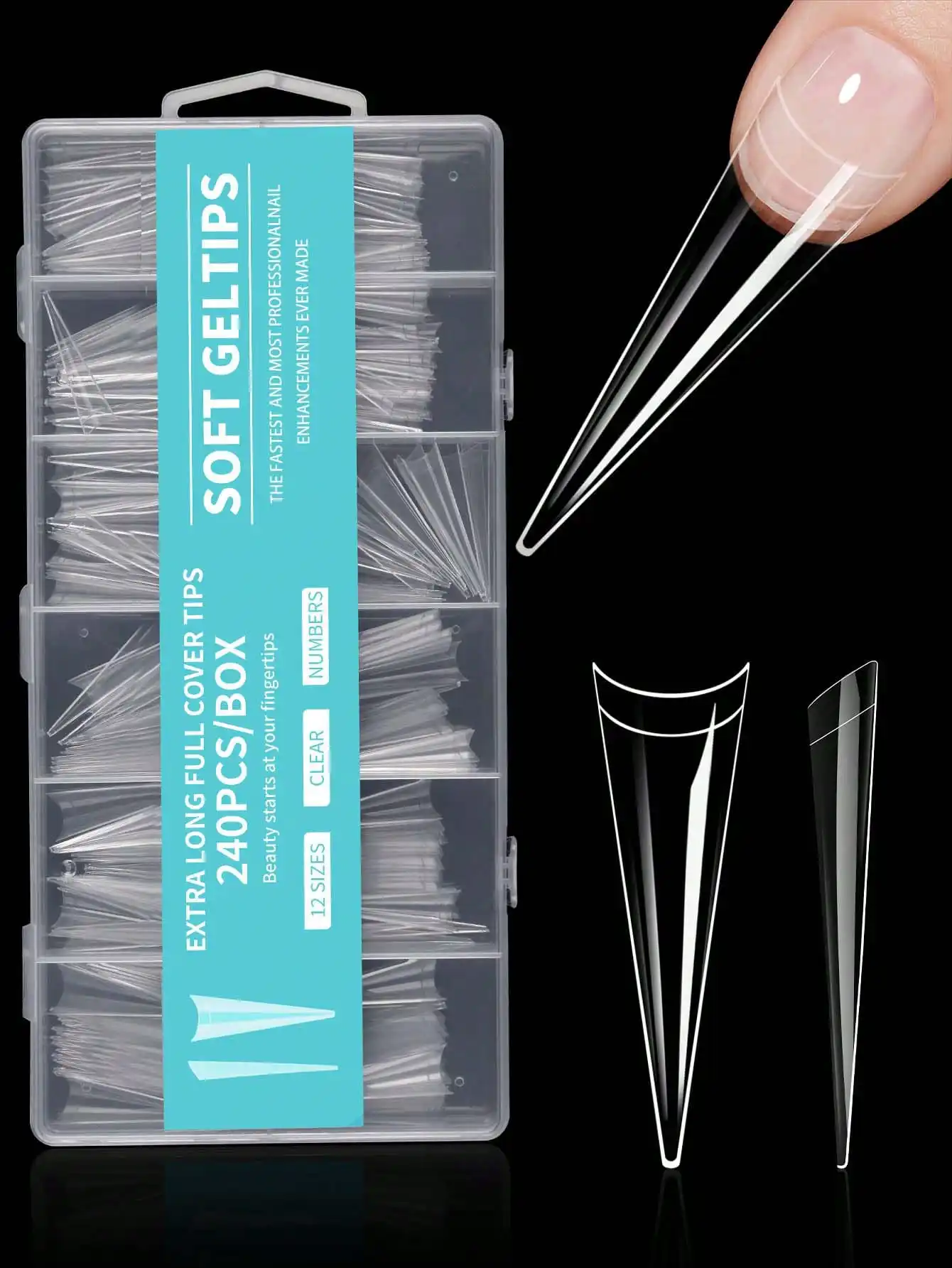 240pcs Extra Large Fake Nails, Extra Long Pointed Nail Tips, Press-On Acrylic Nails. French Half-Cover Matte Gel Tips, Nail Capsules & Stickers. DIY Extension Tools for Women & Girls.
240pcs Extra Large Fake Nails, Extra Long Pointed Nail Tips, Press-On Acrylic Nails. French Half-Cover Matte Gel Tips, Nail Capsules & Stickers. DIY Extension Tools for Women & Girls.