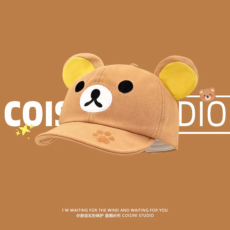 Милый медведь Rilakkuma с вышивкой ушей, летние шапки для женщин и девочек, детская мода, солнцезащитные козырьки с героями мультфильмов, бейсболки
Милый медведь Rilakkuma с вышивкой ушей, летние шапки для женщин и девочек, детская мода, солнцезащитные козырьки с героями мультфильмов, бейсболки 