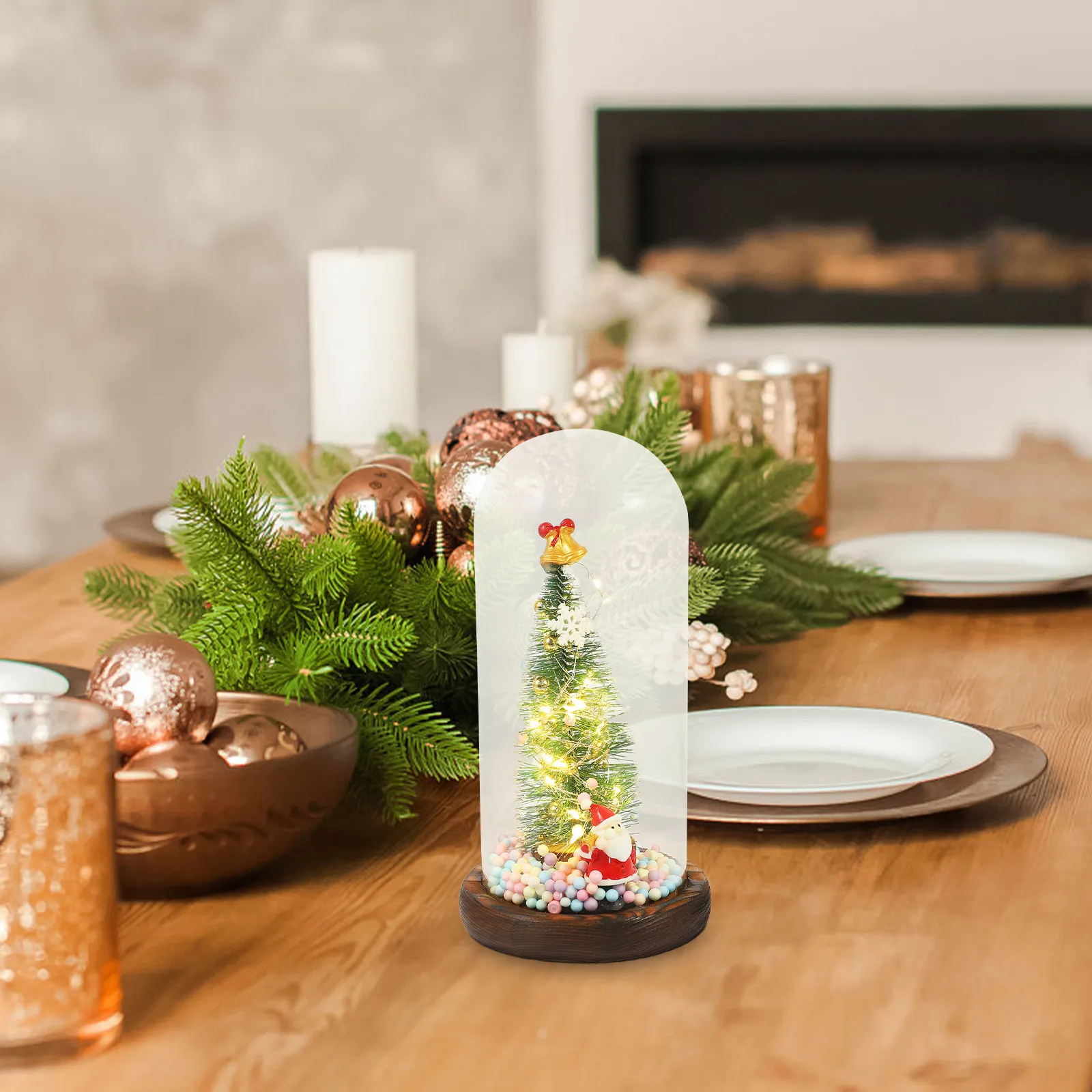Mini Xmas Tree Decoration Glass Dome with LED Light Table Christmas Tree for Living Room Desktop Ornament Desktop Adornment
Mini Xmas Tree Decoration Glass Dome with LED Light Table Christmas Tree for Living Room Desktop Ornament Desktop Adornment
