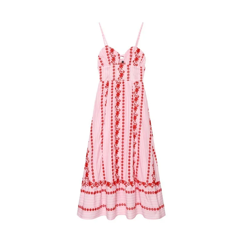 Withered Women's 2026 Summer New Product Off Shoulder V-neck Hollow Embroidery Midi Strap Dress Woman Clothes Dress Elegant
Withered Women's 2026 Summer New Product Off Shoulder V-neck Hollow Embroidery Midi Strap Dress Woman Clothes Dress Elegant